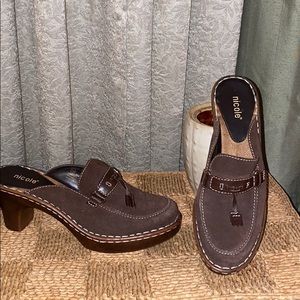 Nicole Markie Mule Slide On Leather Suede Mules.